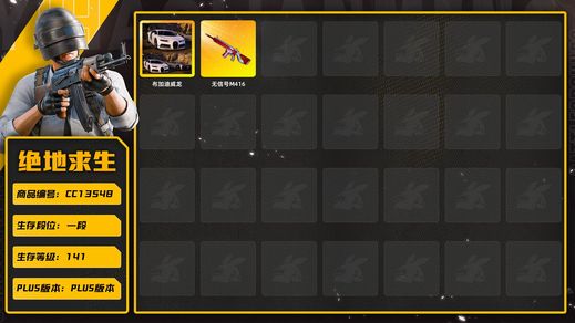 绝地求生（PUBG）[CC13548]CC13548/可排位/1段/141级/2张图纸/布加迪/6级无信号M4/白熊