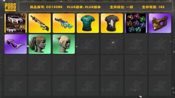 绝地求生（PUBG）[CC13386]CC13386/可排位/1段/162级/熊猫T/武士服1代/烟雾弹/布加迪/5级权志龙AUG/1级赛博MK12/权志龙AUG异色/小黑盒夹克/虎牙夹克/快手夹克/绿东/星魂套装/白战神/染血运动裤/权志龙套装/拉风龙套装/小叮当/阿狸套装/滑雪镜/金面/双马尾/丸子头/白熊