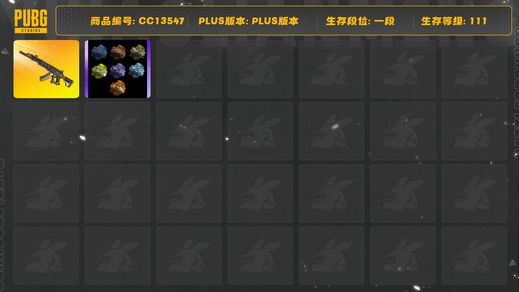 绝地求生（PUBG）[CC13547]CC13547/可排位/1段/111级/2张图纸/烟枪/7级妖魔ACE/1套3代女团/绿东/pigff套装/发光手臂