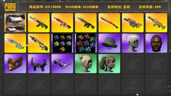 绝地求生（PUBG）[CC13668]CC13668/可排位/5段/269级/10张图纸/烟枪/烟雾弹/14000聚合物/兰博基尼SUV/10级爆裂弹珠AUG/4级恶魔ACE/3级午夜惊魂98k/2级无信号M4/2级魔咒mk12/1级猪八戒M4/1级水麒麟/1级赛博MK12/水麒麟异色/赛博MK12异色/魔咒mk12异色/2套3代女团/1套2代女团/星魂套装/卧底套装/圣诞套装/拉风龙套装/pigff套装/粉战神/滑