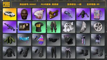 绝地求生（PUBG）[K4441]1段63级 信誉2 兰博suv 黑鬼 金面 发光手 烟枪 电磁包 