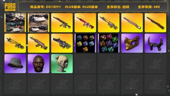 绝地求生（PUBG）[CC13771]CC13771/可排位/4段/492级/2张图纸//烟枪/绿色烟雾弹/橙色烟雾弹/改名卡/兰博基尼跑车/兰博基尼SUV/2阿斯顿马丁跑车/阿斯顿马丁SUV/10级火麒麟/5级孙悟空M24/4级霓虹AUG/2级无信号M4/2级妖魔ACE/2级小兔MK12/1级齿轮大炮/1级彩虹M24/圣诞套装/杜卡迪套装/金面/牛角/黑鬼/丸子头/脏辫/渔夫帽/白熊/斧头帮/大摆锤