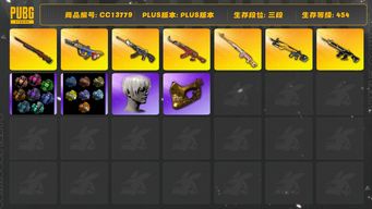 绝地求生（PUBG）[CC13779]CC13779/可排位/3段/454级/3张图纸/10000聚合物/2烟枪/烟雾弹/6级圣诞ak/3级孙悟空M24/2级猪八戒M4/2级小兔MK12/1级爆裂弹珠AUG/1级恶魔ACE/1级德拉贡/黄东/2星魂套装/白战神/圣诞套装/拉风龙套装/金面/尼尔头/白熊/青海摇