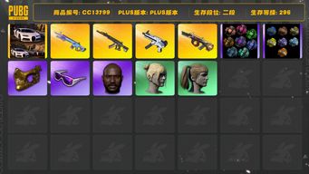 绝地求生（PUBG）[CC13799]CC13799/可排位/2段/296级/烟枪/烟雾弹/911/卡宴/布加迪/6级弥诺陶洛斯AUG/6级无重力/1级妖魔ACE/1级魔咒mk12/1套3代女团/星魂套装/发光手臂/滑雪镜/金面/黑鬼/双马尾/丸子头/白熊/青海摇