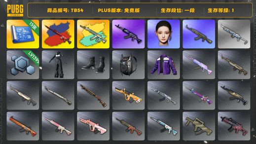 绝地求生（PUBG）[TB54]1段1级（免费版）玩偶大炮异色 妖魔ACE异色 aespa女团 小叮当套装