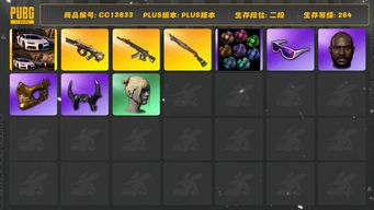 绝地求生（PUBG）[CC13833]CC13833/可排位/2段/264级/武器神龛/11张图纸/烟雾弹/布加迪/10级弥诺陶洛斯AUG/5级妖魔ACE/1级烈日s1897/弥诺陶洛斯AUG异色/绿东/2星魂套装/小战神/粉战神/萨芬裤/滑雪镜/滑雪帽/金面/牛角/黑鬼/丸子头/脏辫/青海摇