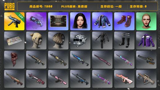绝地求生（PUBG）[TB88]1段8级（免费版）丸子头 寒蚀MP5K 紫色魔法迷雾 - M79 aespa女团 小叮当套装 烟枪