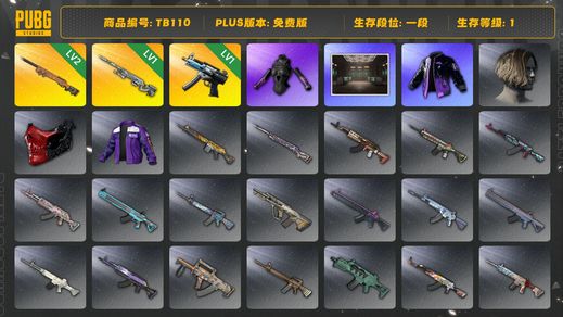 绝地求生（PUBG）[TB110]1段1级（免费版）夜曲M24 发光手臂 寒蚀MP5K 幽影残魂AWM aespa女团 小叮当套装