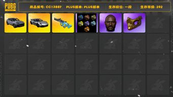 绝地求生（PUBG）[CC13887]CC13887/可排位/1段/292级/2张图纸/烟枪/911/卡宴/4级权志龙AUG/黄东/星魂套装/圣诞套装/金面/黑鬼/青海摇