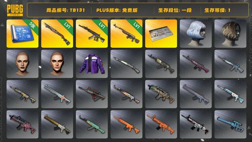 绝地求生（PUBG）[TB131]1段1级（免费版）时光SKS 烈日灼烧S1897 妖魔ACE aespa女团