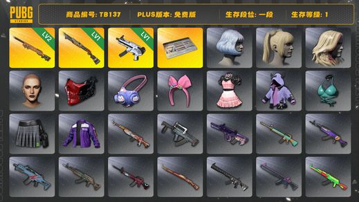 绝地求生（PUBG）[TB137] 1段1级（免费版）夜曲M24 无重力MP5K 烈日灼烧S1897 aespa女团