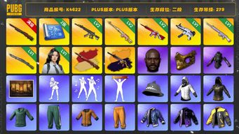 绝地求生（PUBG）[K4622]2段279级 信誉4  10级孙悟空+异色  2级妖魔  2级德拉贡  2级无信号+异色  1级无重力  1级玩偶  1级午夜  1级瀚娜  2图  黑鬼 金面  白战神  黄东  