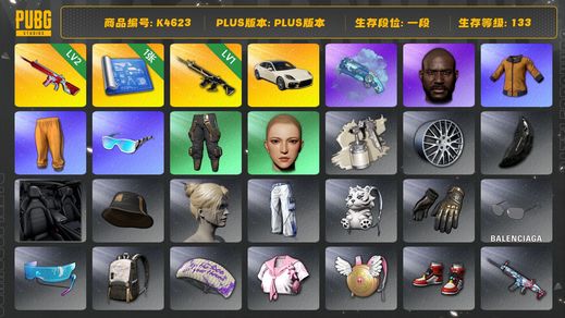 绝地求生（PUBG）[K4623]一段133级  信誉3  2级无信号  1级猪八戒  烟枪  1图纸  帕梅  黄东  拉风龙  黑鬼