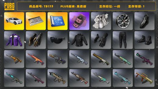 绝地求生（PUBG）[TB173]1段1级（免费版）粉色烟雾弹 布加迪普通跑车 aespa女团 布加迪威龙 烟雾弹