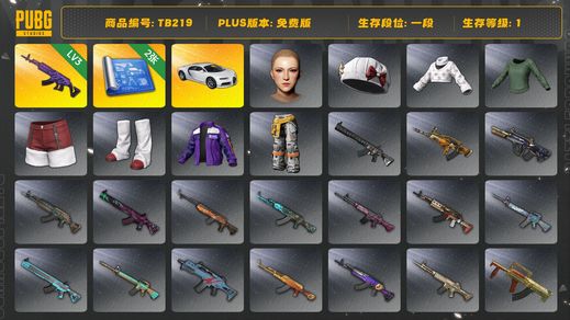 绝地求生（PUBG）[TB219]1段1级（免费版）美杜莎762 布加迪普通跑车 布加迪威龙