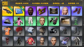 绝地求生（PUBG）[K4656]1段173级 信誉1 2级霓虹 悲喜 女团GISELLE 黑鬼 金面