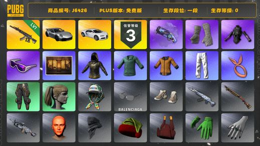 绝地求生（PUBG）保时捷911、白色布加迪、绿东、黄东、发光手臂、拉风龙套装、圣诞之子套装、1级妖魔之触ACE、武器神龛大厅