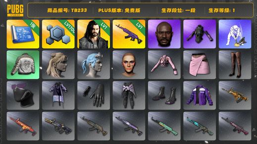 绝地求生（PUBG）[TB233]1段1级（免费版）美杜莎762 黑鬼 发光手臂 多利安