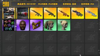 绝地求生（PUBG）[CC15167]CC15167/可排位/5段/344级/3张图纸/烟雾弹/阿斯顿马丁跑车/杜卡迪/7级霓虹AUG/4级青龙/2级朱雀M4/1级妖魔ACE/1级魔咒mk12/青龙异色/粉战神/白战神/金面/黑鬼/双马尾/丸子头/婚纱头/白熊