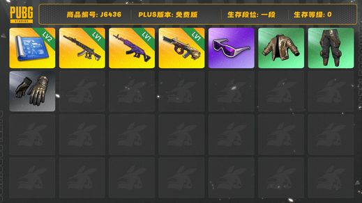 绝地求生（PUBG）3成长（牛头AUG+美杜莎+ACE）、2张图纸、拉风龙套、滑雪镜、174代币、1596工坊碎片、精品工坊（女团伞+车漆+竞争者背包全套）、超多史诗级武器