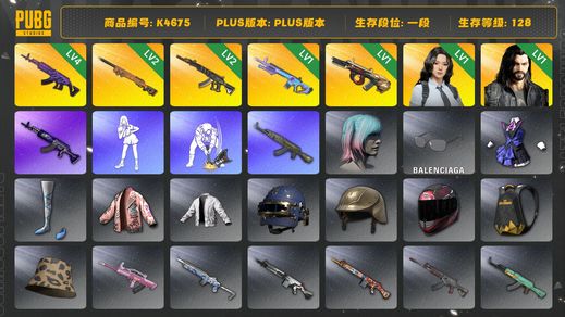 绝地求生（PUBG）[K4675]1段128级 信誉2 4级美杜莎 2级夜曲 2级妖魔 1级魔咒 1级弥诺陶洛斯 1级瀚娜 1级多利安 保时捷911工坊图样