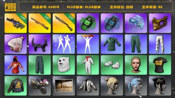 绝地求生（PUBG）[K4678]四段95级  信誉1  9级霓虹  1级夜曲  1级烈日  烟枪烟弹  绿东  丸子头  萨芬裤  金面  牛角  白熊脚