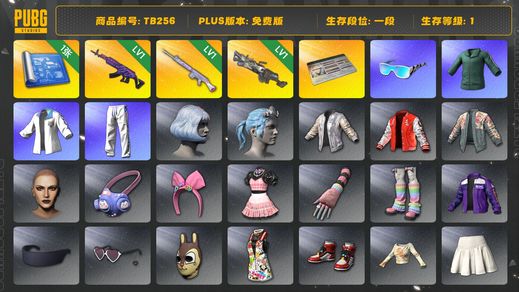 绝地求生（PUBG）[TB256]1段1级（免费版）1级玩偶大炮,1级美杜莎762,1级刻耳柏洛斯M249,aespa女团,小绿东,星魂虎虎生威大礼包