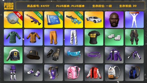 绝地求生（PUBG）[K4707]1段30级 信誉2 4级美杜莎 3级塞壬 1级权志龙 布加迪 黑鬼 黄东 