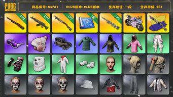 绝地求生（PUBG）[K4731]1段261级 信誉1  3级孙悟空 2级青龙 2级烈日+异色 1级awm 杜卡迪 悲喜 白熊 滑雪镜 