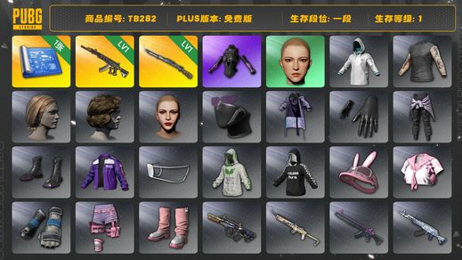 绝地求生（PUBG）[TB282]1段1级（免费版）1级猛虎98K,1级妖魔ACE,发光手臂
