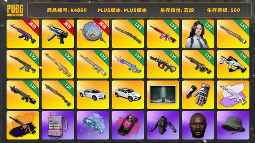 绝地求生（PUBG）[K4860]5段500级 信誉3 10级美杜莎+异色 6级寒蚀 3级猛虎 3级无信号+异色 3级塞壬 2级彩虹 2级妖魔 2级德拉贡 2级玩偶 1级魔咒 1级弥诺陶洛斯 1级时光M4 1级狗杂 1级暗影MK 1级烈日喷 烟枪烟弹 瀚娜 小黑盒 电磁包 布加迪 兰博SUV 白战神 染血裤 拉风龙 绿东 黄东 发光手 白熊脚 小马尾 丸子头 女团金冬天+ningning 黑鬼 渔夫帽 牛角 金面 滑