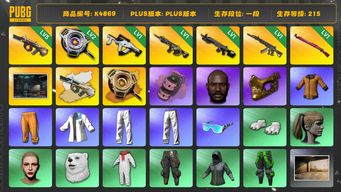 绝地求生（PUBG）[K4869]1段215级 信誉3 5级弥诺陶洛斯+异色 2级虚空锅+异色 1级狗砸 1级时光M4 1级暗影MK 1级妖魔 1级午夜 烟弹 黄东 白熊脚 丸子头 小马尾 黑鬼 金面