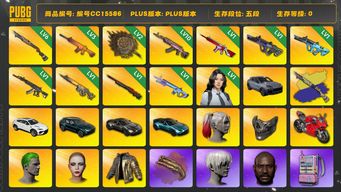 绝地求生（PUBG）编号CC15586 五段 10级火麒麟 1级齿轮大炮 3级南瓜M4 1级霓虹AUG 阿斯顿马丁 小丑女 小丑男 黑鬼 金面 滑雪镜 马东锡 丸子头 小马尾 斗鱼夹克 尼尔大礼包 街头霸王套装 烟雾弹 烟枪 悲喜大礼包 1级孙悟空M24 2级唐三藏平底锅 杜卡迪 唐三藏 西游记套装 兰博基尼 1级无信号M416 拉风龙套装 染血裤 电磁包 冬季藏匿处 陈列室 柏林面 1级魔咒MK12 白战神 ...