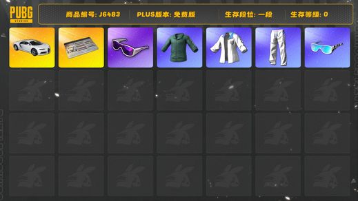 绝地求生（PUBG）布加迪白色跑车成品+绿东+星魂白运动套+滑雪镜+改名卡+图纸x3