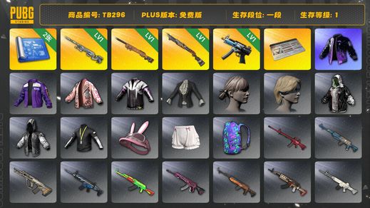 绝地求生（PUBG）[TB296]1段1级（免费版）1级夜曲M24,1级烈日灼烧S1897,1级寒蚀MP5K,1级幽影残魂AWM
