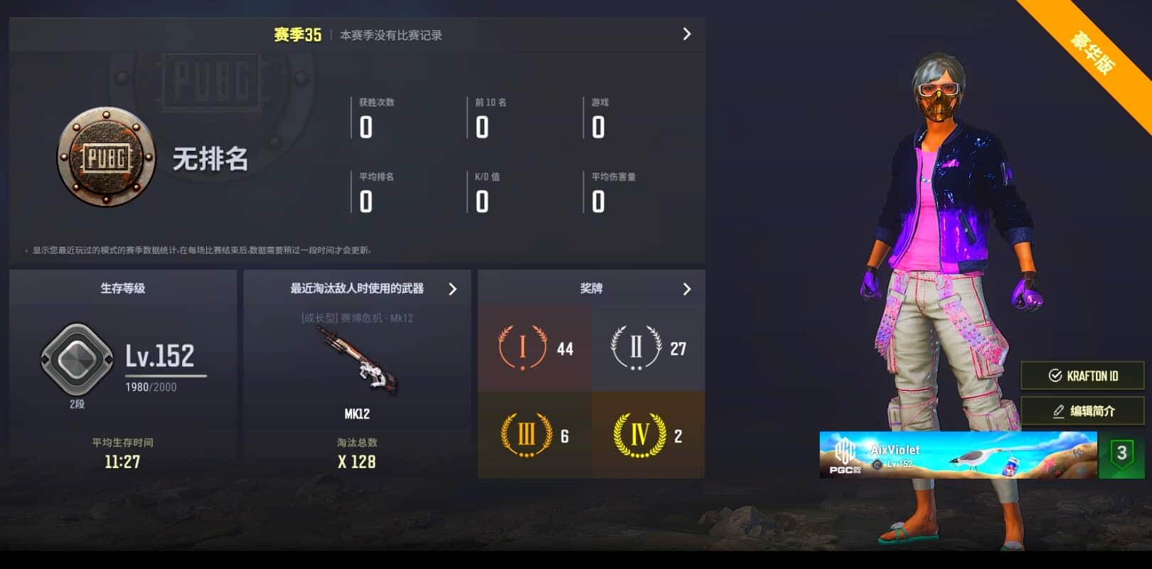 CC10530/可排位/2段152级/2张图纸/电磁背包/4级赛博MK12/3级孙悟空M24/2级青龙/黄东/白战神/粉战神/滑雪帽/金面/脏辫 - 闲游盒