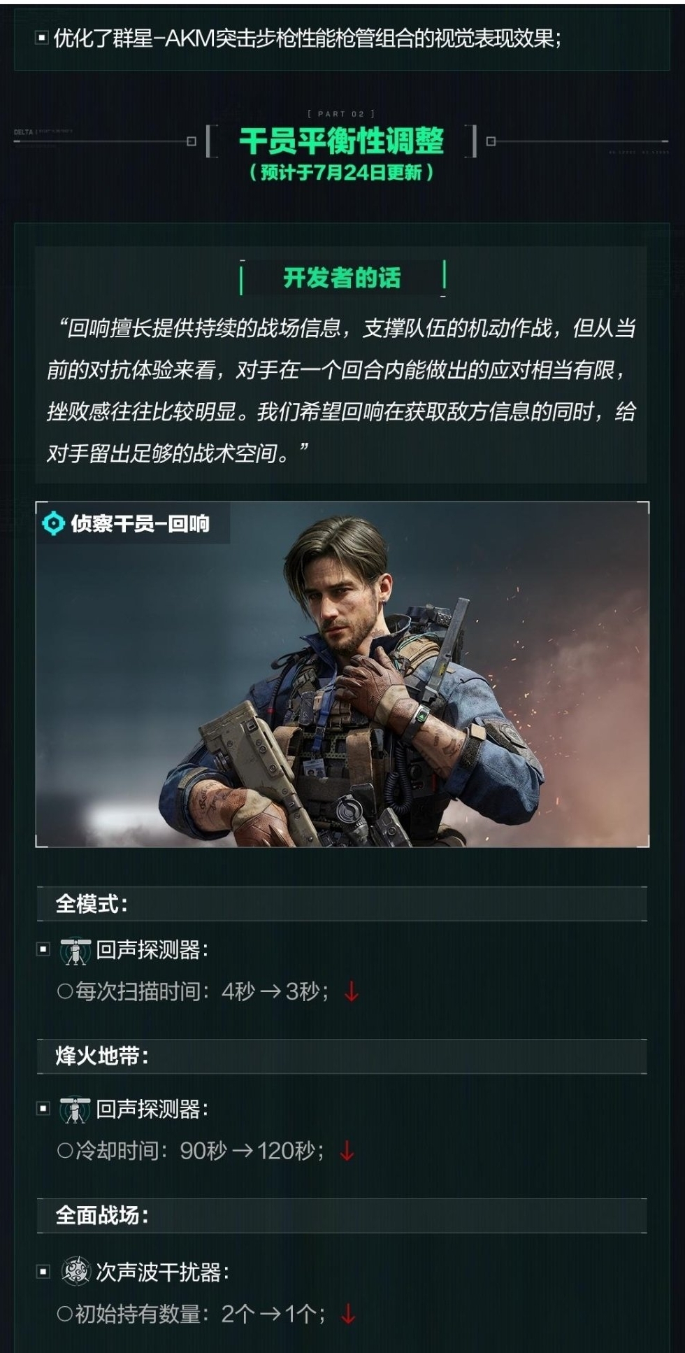 三角洲行动干员平衡性调整